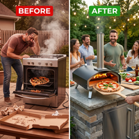 16 Inch Outdoor Pizza Oven – Portable Outdoor Pizza Maker for Backyard, Camping, or Tailgating – Stainless Steel Multi-Fuel Oven with Pizza Stone & Accessories — Before & After