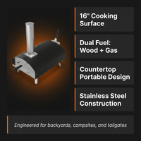 16 Inch Outdoor Pizza Oven – Portable Outdoor Pizza Maker for Backyard, Camping, or Tailgating – Stainless Steel Multi-Fuel Oven with Pizza Stone & Accessories — Results & Stats
