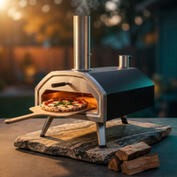 16 Inch Outdoor Pizza Oven – Portable Outdoor Pizza Maker for Backyard, Camping, or Tailgating – Stainless Steel Multi-Fuel Oven with Pizza Stone & Accessories — Studio Shot