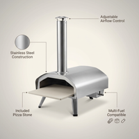 16 Inch Outdoor Pizza Oven – Portable Outdoor Pizza Maker for Backyard, Camping, or Tailgating – Stainless Steel Multi-Fuel Oven with Pizza Stone & Accessories — infographic