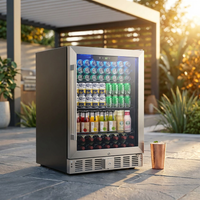 24 Inch Outdoor Beverage Fridge, 5.0 Cu.Ft Beverage Refrigerator Holds 166 Cans, 32-50°F Drink Cooler with IPX4 Waterproof Design, Auto-Defrost, Build-In or Freestanding for Patio & Backyard — Studio Shot