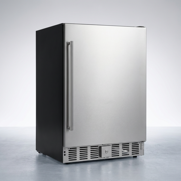 24 Inch Outdoor Beverage Fridge, 5.0 Cu.Ft Beverage Refrigerator Holds 166 Cans, 32-50°F Drink Cooler with IPX4 Waterproof Design, Auto-Defrost, Build-In or Freestanding for Patio & Backyard — Studio Shot