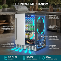 24 Inch Outdoor Beverage Fridge, 5.0 Cu.Ft Beverage Refrigerator Holds 166 Cans, 32-50°F Drink Cooler with IPX4 Waterproof Design, Auto-Defrost, Build-In or Freestanding for Patio & Backyard — How It Works