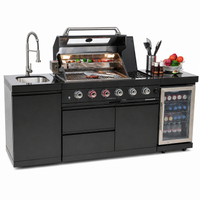 Outdoor Kitchen Island Built for Premium Cooking, 72000 BTU Grill, Granite Countertops, Wine Cooler, Fridge